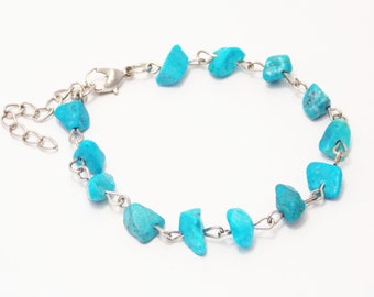 Stone jewelry women bracelet something blue jewelry gemstone bracelet blue howlite jewelry wife gift turquoise jewelry bracelet for women