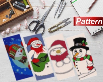 4 in 1 Snowman peyote pattern Christmas snowman pattern diy how to make beaded bracelets snow delica seed bead patterns pdf winter holiday