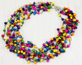 Rainbow statement colorful bib necklace Summer jewelry Eco friendly gifts