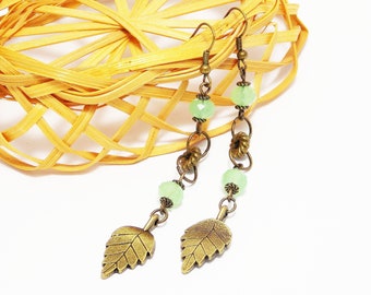 Bijoux en feuilles de bouleau Boucle d’oreille en feuille de jade vert Cadeau de printemps maman Petites feuilles d’automne extra longues boucles d’oreilles Outdoorsy cadeaux Tree Lover Cadeaux