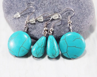 Round turquoise earrings for women turquoise jewelry casual gemstone earrings for every day earrings drop earrings for mom simple earrings