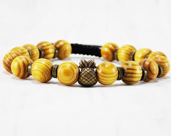 Pineapple bracelet for men Macrame cord adjustable Fruit Colourful pineapple jewelry mens vegan jewelry wooden bracelets Fiesta Party Gifts
