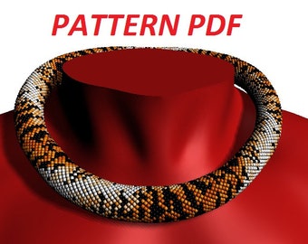 Tiger pattern Bead crochet pattern for beading necklace pattern animal skin pattern bead tutorial necklace animals pattern beading pattern