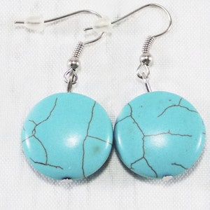 Round turquoise earrings for women turquoise jewelry casual gemstone earrings for every day earrings drop earrings for mom simple earrings image 8