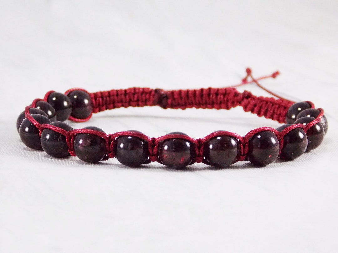 Gift for Him Red Garnet Bracelet Men Natural Garnet Jewelry - Etsy