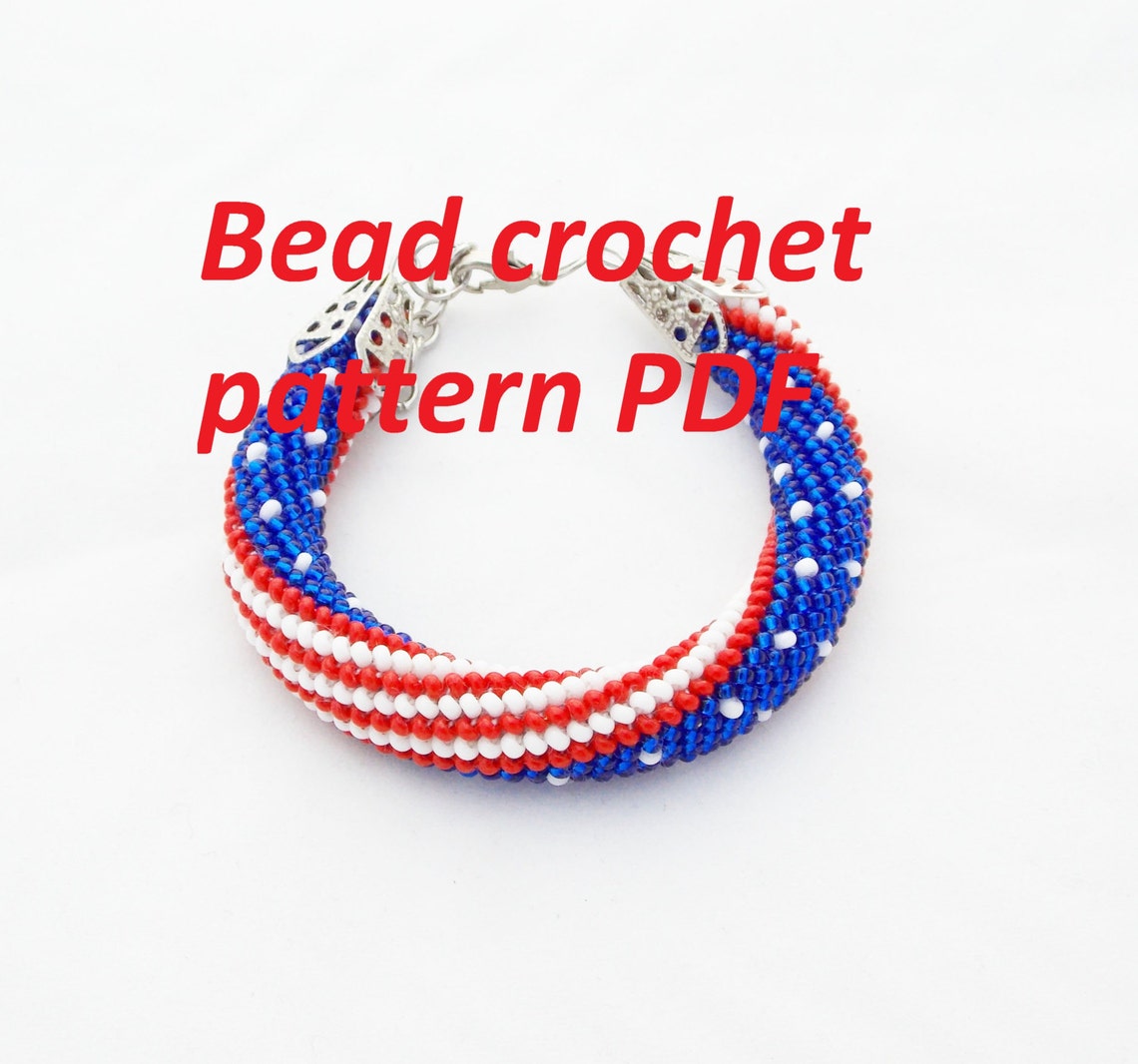 Bead Crochet Rope Pattern Beaded Necklace Tutorial American Flag ...
