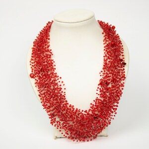 Statement Red necklace coral necklace bib necklaces bridal red jewelry ukrainian necklace coral jewelry christmas necklace Mom Birthday gift image 6