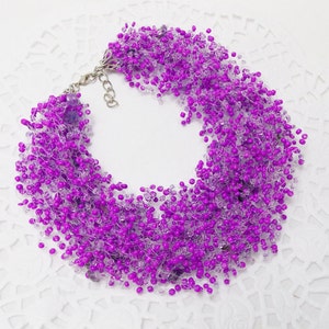 Purple wedding statement necklace designs amethyst necklace for women ultraviolet purple necklace floating illusion necklace purple jewelry image 1