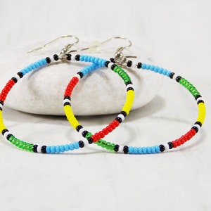 Afrikanischer Hoop Ohrring dünne Kultur Accessoires Multi Runde Ohrringe Boho Ethno Festival bunte Ohrringe Scheiben Perlen Hoops Mix afrikanische Massai Bild 8