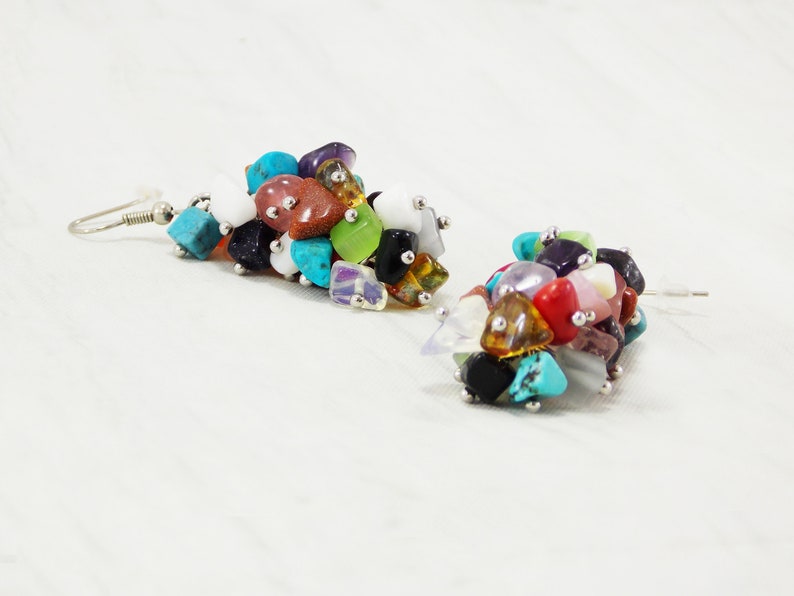 Stones earrings amethyst earrings beaded earrings statement earrings summer earrings gemstone earrings rainbow jewelry gem earrings for mom image 9