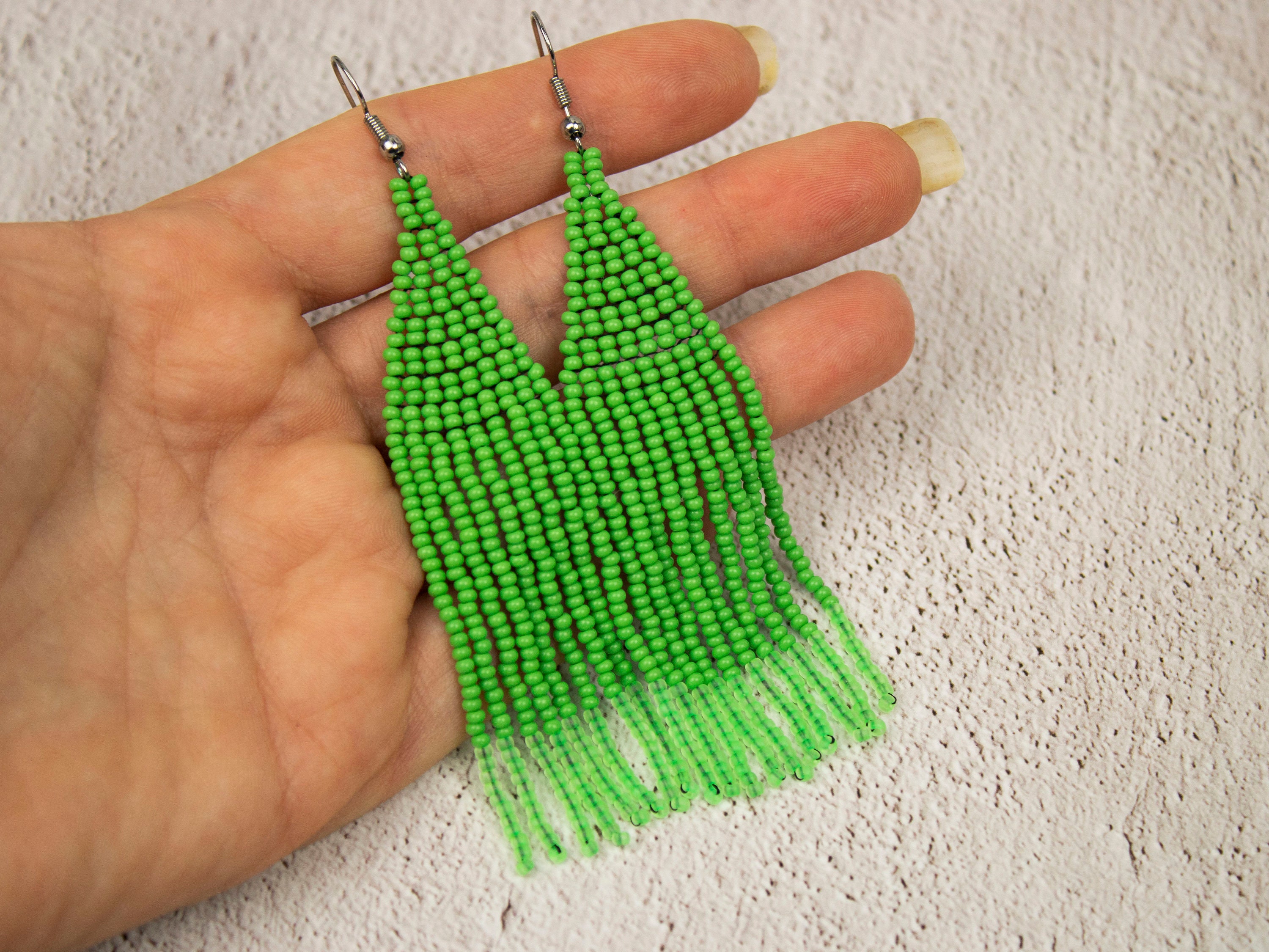 Green Neon Earrings Neon Tassel Earring Vintage Style Fashion