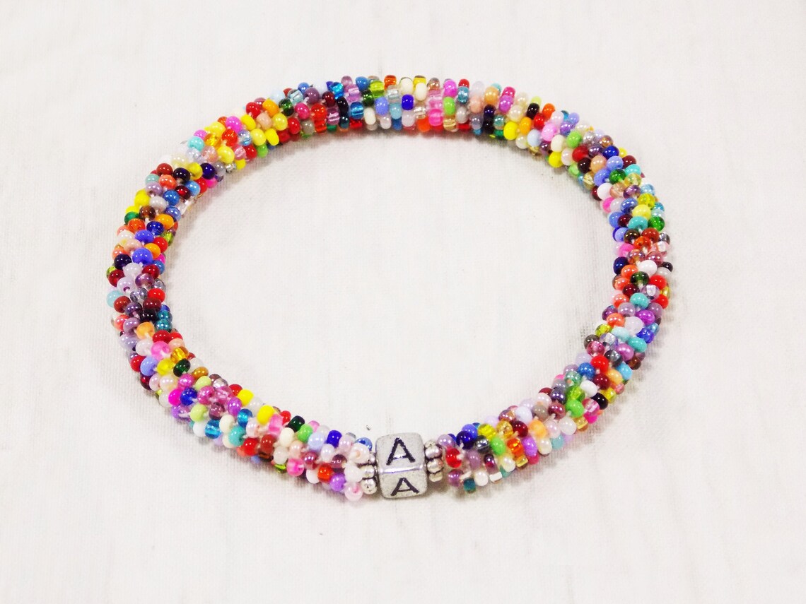 Rainbow Beaded Bracelet Personalized Multicolor Bracelet Mixed Etsy