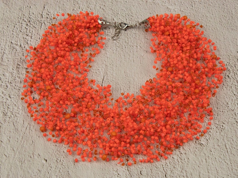 Orange jewelry wedding statement necklace terracotta jewelry orange necklace southwestern jewelry terracotta necklace orange bead necklace image 2