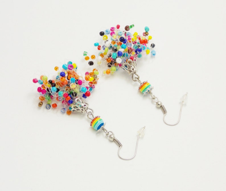 Funny gift colorful earrings lesbian earrings rainbow earrings funny earrings gay parade lgbt earrings beadwoven earrings whimsical earrings image 2