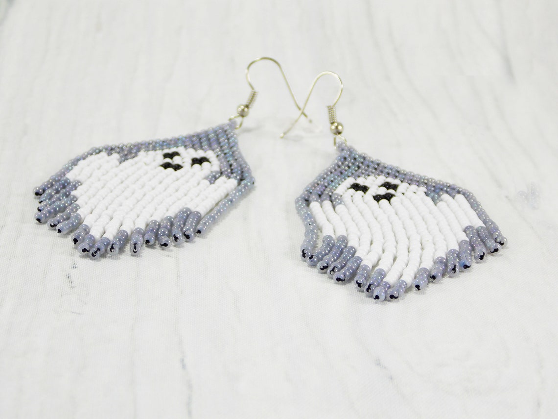 White Ghost Earrings Sensitive Ears Spooky Ghost Halloween Etsy