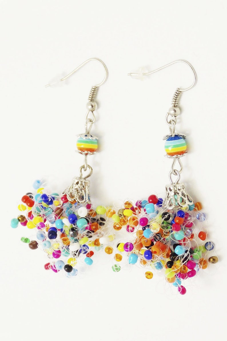 Funny gift colorful earrings lesbian earrings rainbow earrings funny earrings gay parade lgbt earrings beadwoven earrings whimsical earrings image 5
