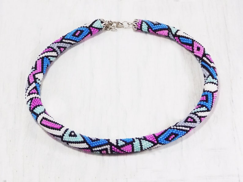 Pastel grunge jewelry pink necklace crochet jewelry fall necklace homemade gifts for mom stained glass jewelry unique geometric necklace