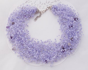 Purple bridesmaid jewelry gift lavender necklace amethyst jewelry bib statement necklace amethyst necklace mermaid necklace wedding necklace