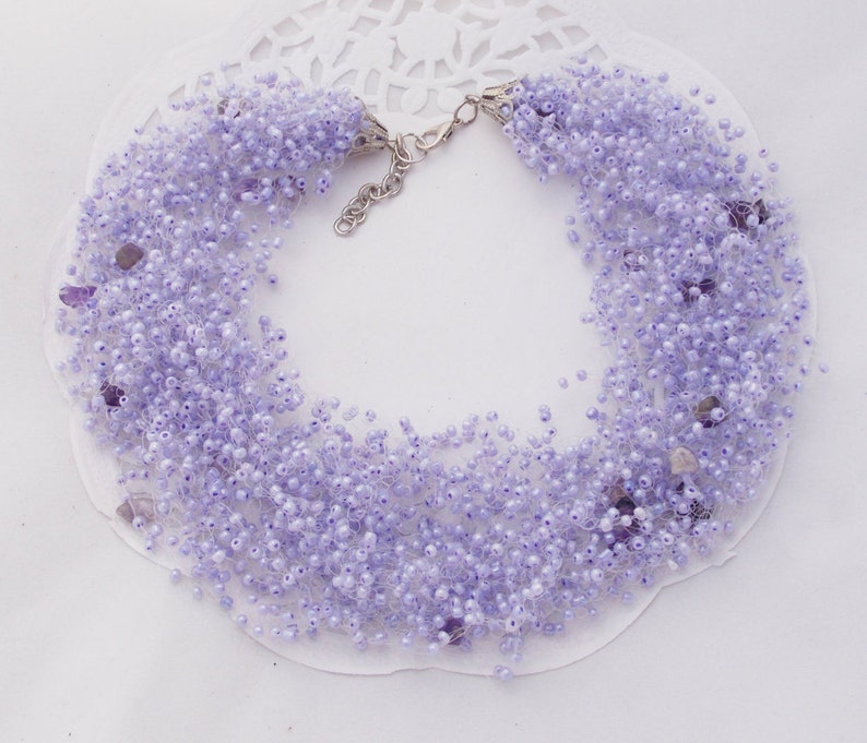 Purple bridesmaid jewelry gift lavender necklace amethyst jewelry bib statement necklace amethyst necklace mermaid necklace wedding necklace image 1