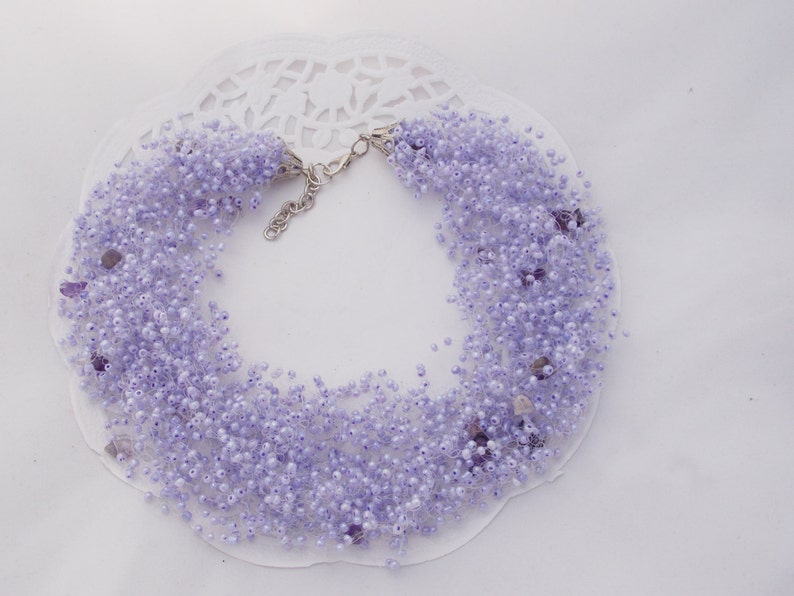 Purple bridesmaid jewelry gift lavender necklace amethyst jewelry bib statement necklace amethyst necklace mermaid necklace wedding necklace image 4