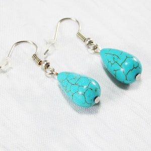 Round turquoise earrings for women turquoise jewelry casual gemstone earrings for every day earrings drop earrings for mom simple earrings drop