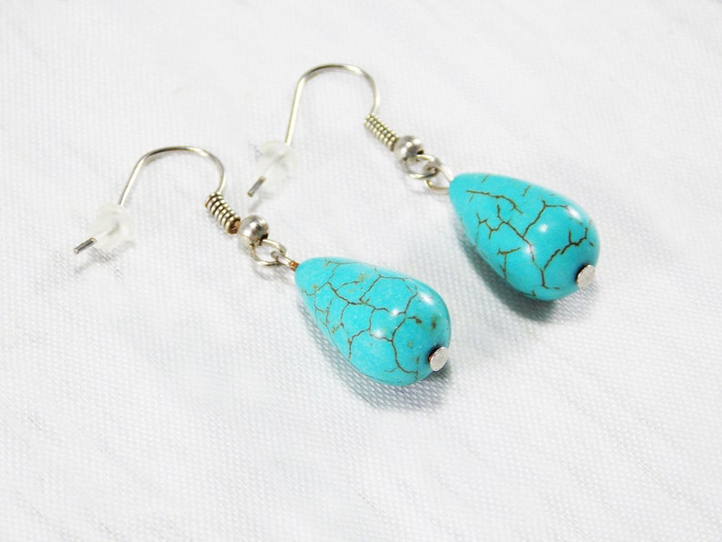 Round turquoise earrings for women turquoise jewelry casual gemstone earrings for every day earrings drop earrings for mom simple earrings drop