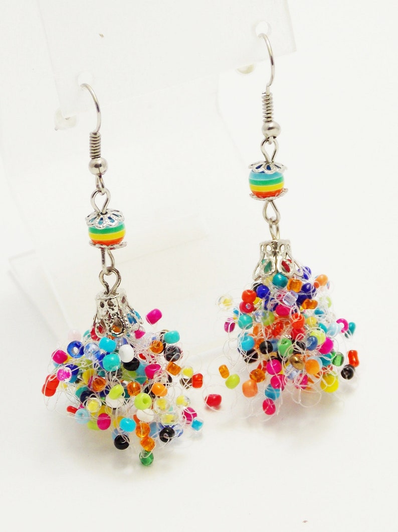 Funny gift colorful earrings lesbian earrings rainbow earrings funny earrings gay parade lgbt earrings beadwoven earrings whimsical earrings image 3