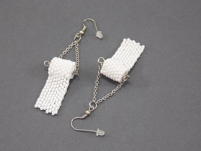 Toilet paper earrings tutorial Step by step photo peyote pattern PDF DIY earrings fun Make toilet roll Master class craft quarantine gag lol image 9