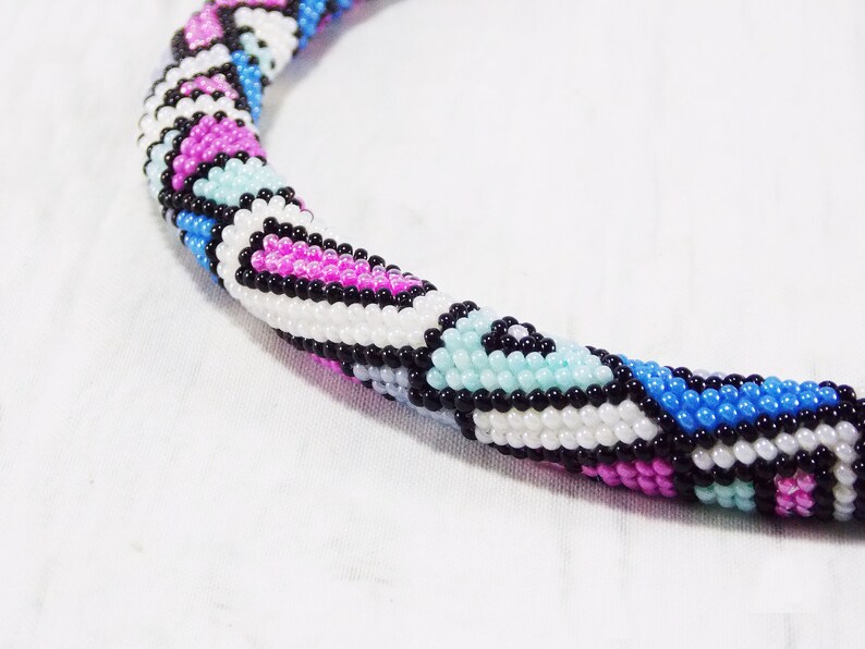 Pastel grunge jewelry pink necklace crochet jewelry fall necklace homemade gifts for mom stained glass jewelry unique geometric necklace