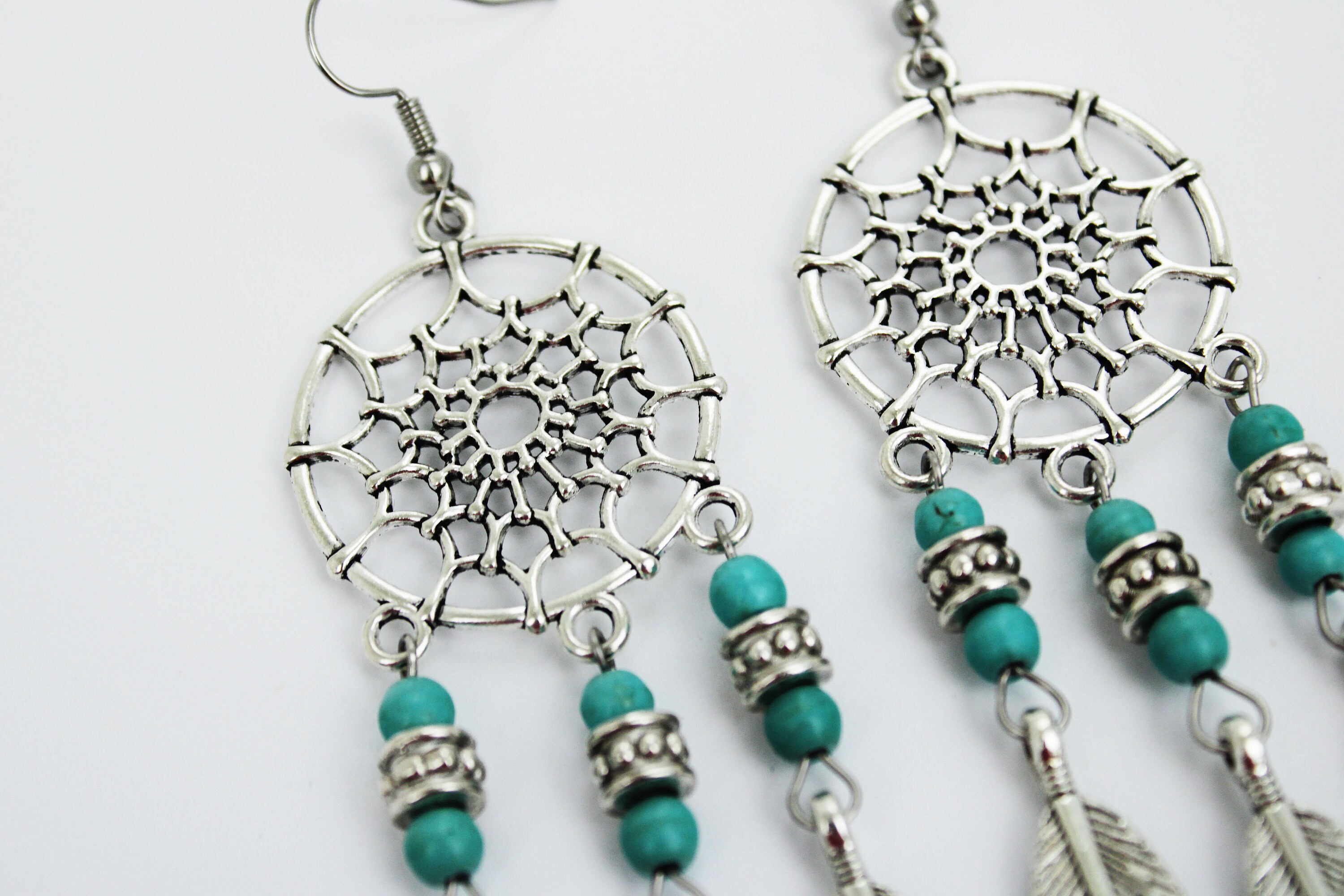 VONALA Orecchini Acchiappasogni In Argento Sterling 925 – Turchese, Pietra Di Luna, Cristallo E Piuma – Gioielli Boho Per Donna