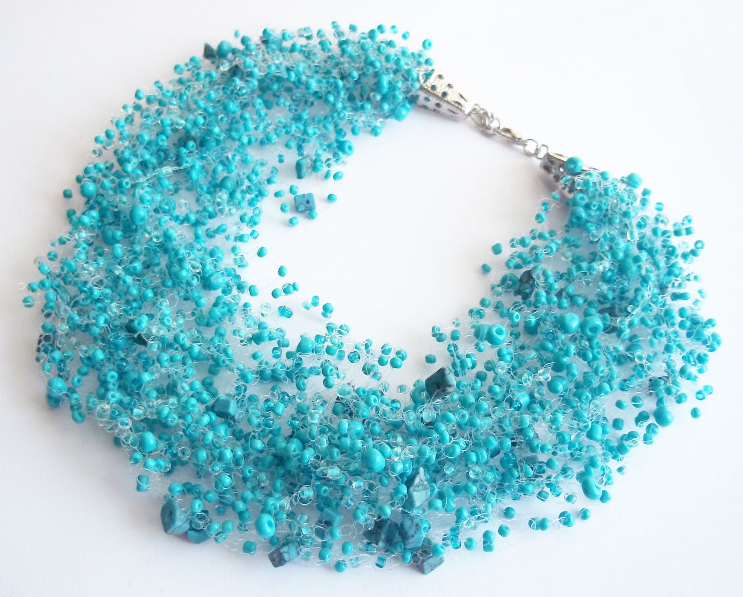 Beaded turquoise necklace nautical jewelry bib necklace | Etsy
