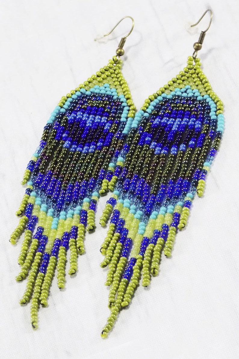 Peacock earrings peacock feather earrings bird earrings long hippie earrings exotic earrings iridescent earrings animal totem eye earrings image 9