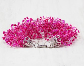 18th birthday gifts for girls hot pink bracelet pink gifts Women bracelet fashion fuchsia bracelet beaded bracelet fuchsia pink jewelry