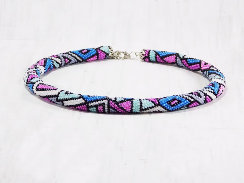 Pastel grunge jewelry pink necklace crochet jewelry fall necklace homemade gifts for mom stained glass jewelry unique geometric necklace