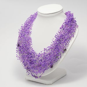 Purple wedding statement necklace designs amethyst necklace for women ultraviolet purple necklace floating illusion necklace purple jewelry zdjęcie 6