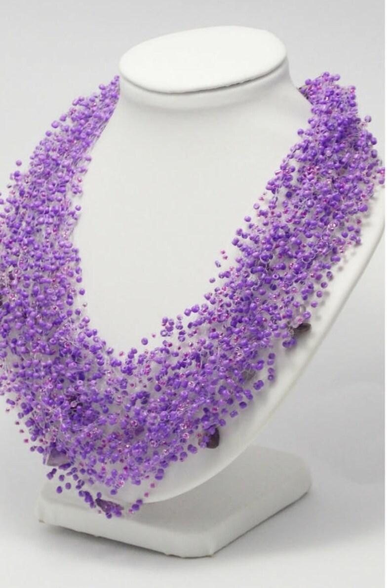 Purple wedding statement necklace designs amethyst necklace for women ultraviolet purple necklace floating illusion necklace purple jewelry image 7