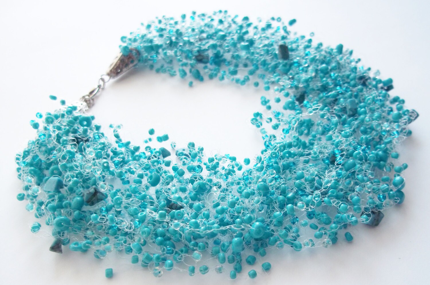 Beaded Turquoise Necklace Nautical Jewelry Bib Necklace | Etsy
