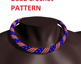 Bead crochet rope pattern Beaded necklace tutorial American flag bracelet patterns How to make Usa flag jewelry beaded crochet DIY bracelet