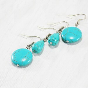 Round turquoise earrings for women turquoise jewelry casual gemstone earrings for every day earrings drop earrings for mom simple earrings image 3