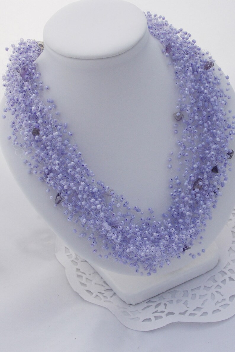 Purple bridesmaid jewelry gift lavender necklace amethyst jewelry bib statement necklace amethyst necklace mermaid necklace wedding necklace image 7