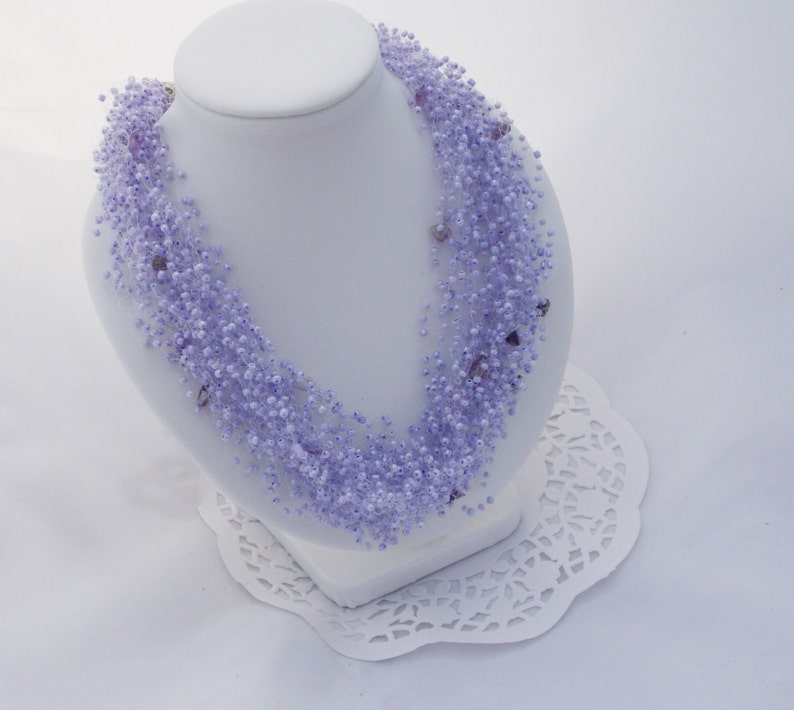 Purple bridesmaid jewelry gift lavender necklace amethyst jewelry bib statement necklace amethyst necklace mermaid necklace wedding necklace image 5