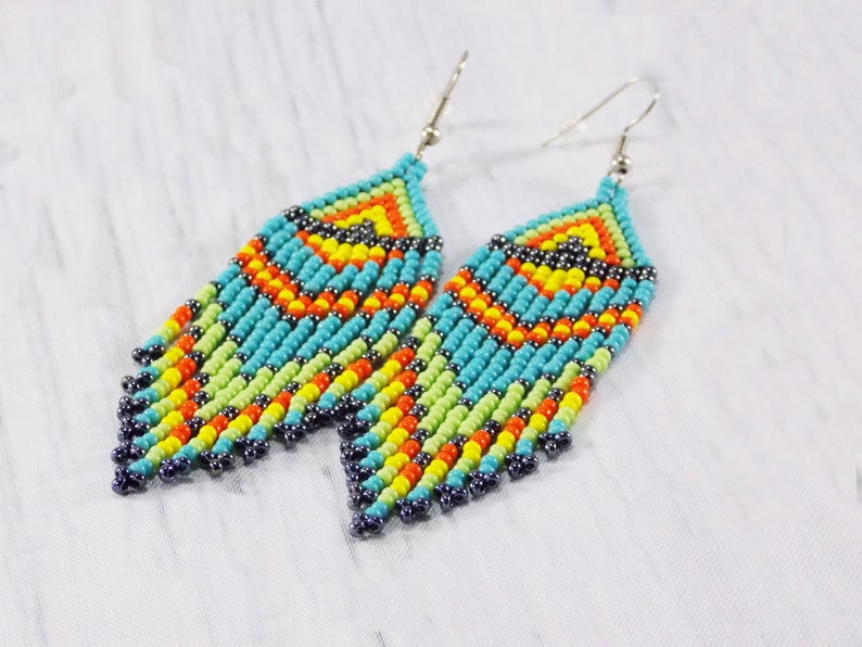 Dangle beaded earrings for women Colour masai jewelry African bead earrings Bright tassel earrings Zulu ethnic Ankara Tribal Earrings beaded