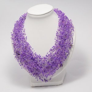 Purple wedding statement necklace designs amethyst necklace for women ultraviolet purple necklace floating illusion necklace purple jewelry zdjęcie 5