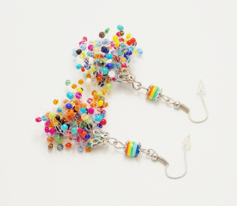 Funny gift colorful earrings lesbian earrings rainbow earrings funny earrings gay parade lgbt earrings beadwoven earrings whimsical earrings image 1