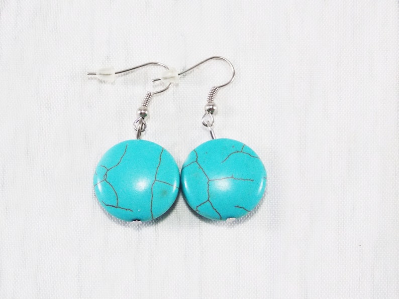 Round turquoise earrings for women turquoise jewelry casual gemstone earrings for every day earrings drop earrings for mom simple earrings round