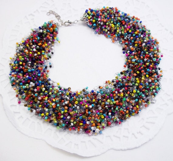 Statement Necklace Women Colorful Jewelry Bib Necklace Rainbow | Etsy UK