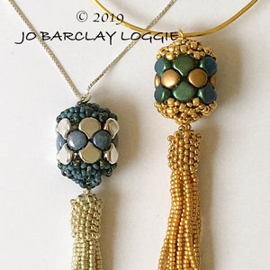 Ginko Barrel Pendant - Beading Pattern - Ginko Beads and Seed Beads