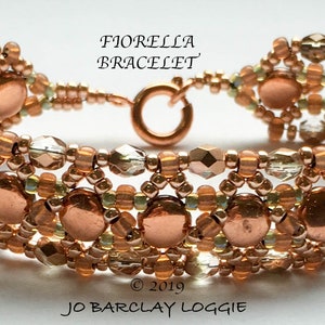 DiscDuos and Fire Polish Bead Bracelet Tutorial - Beading Pattern - FIORELLA Bracelet