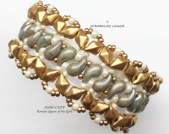 Diamonduo and Zoliduo Beaded Cuff Bracelet Tutorial - Beading Pattern - JUNO