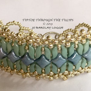 A StormDuo and WibeDuo Bracelet Cuff Tutorial - Beading Pattern - Tiptoe through the Tulips